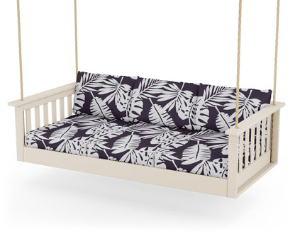POLYWOOD® Vineyard Daybed Swing in Sand / Leaf Navy