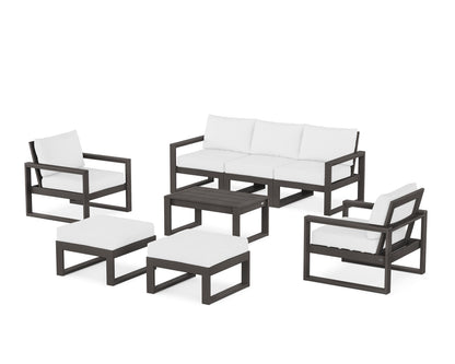 POLYWOOD® EDGE Sectional 8-Piece Lounge Sofa Set in Vintage Coffee / Natural