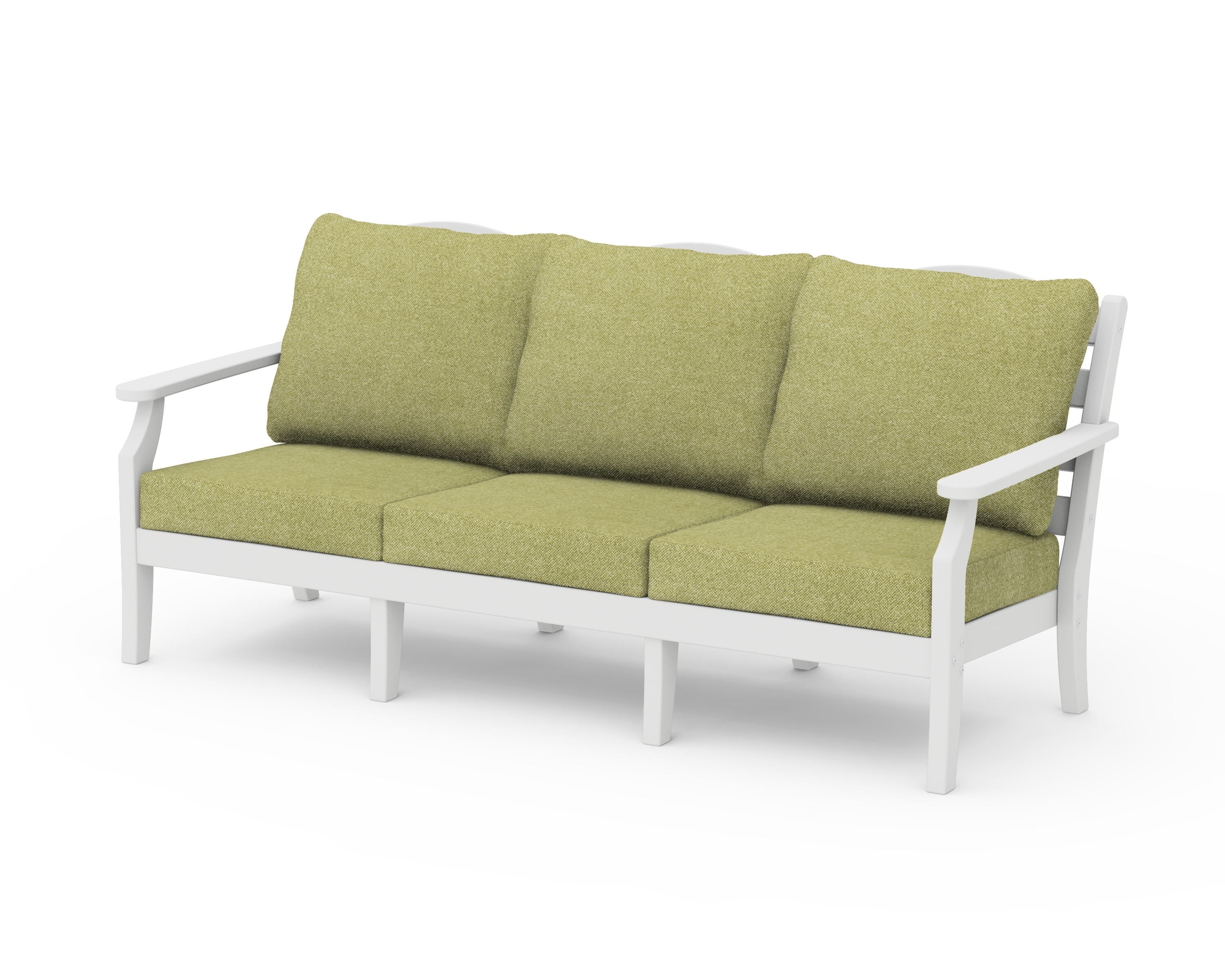 Draper James™ by  POLYWOOD® Savannah Deep Seating Sofa in White / Chartreuse Boucle