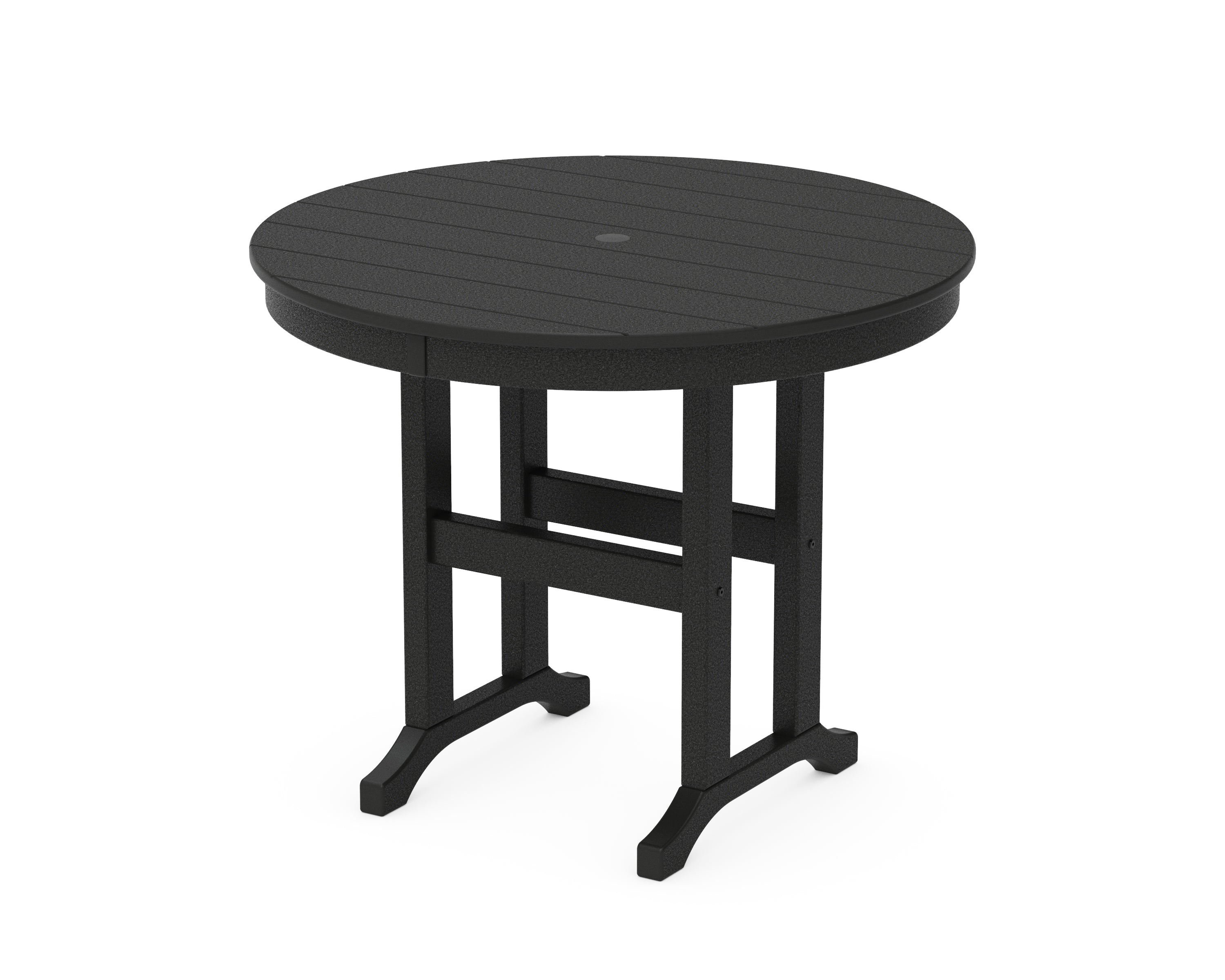 POLYWOOD® 36" Round Farmhouse Dining Table in Black