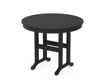 POLYWOOD® 36" Round Farmhouse Dining Table in Black