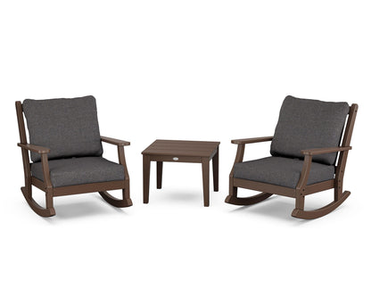 Country Living Wovendale 3-Piece Deep Seating Rocker Set in Mahogany / Ash Charcoal