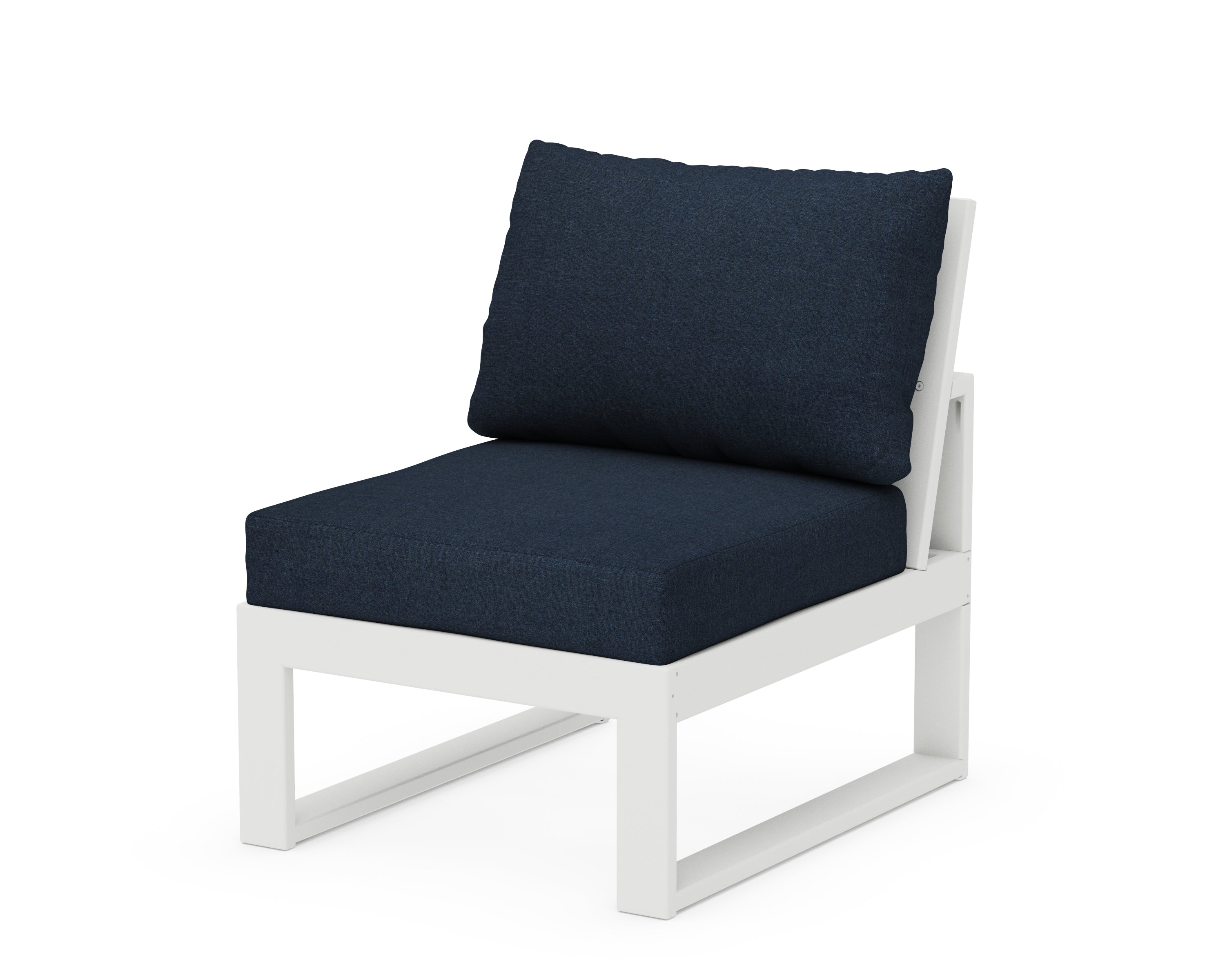 Unbranded Modular Armless Chair in White / Marine Indigo