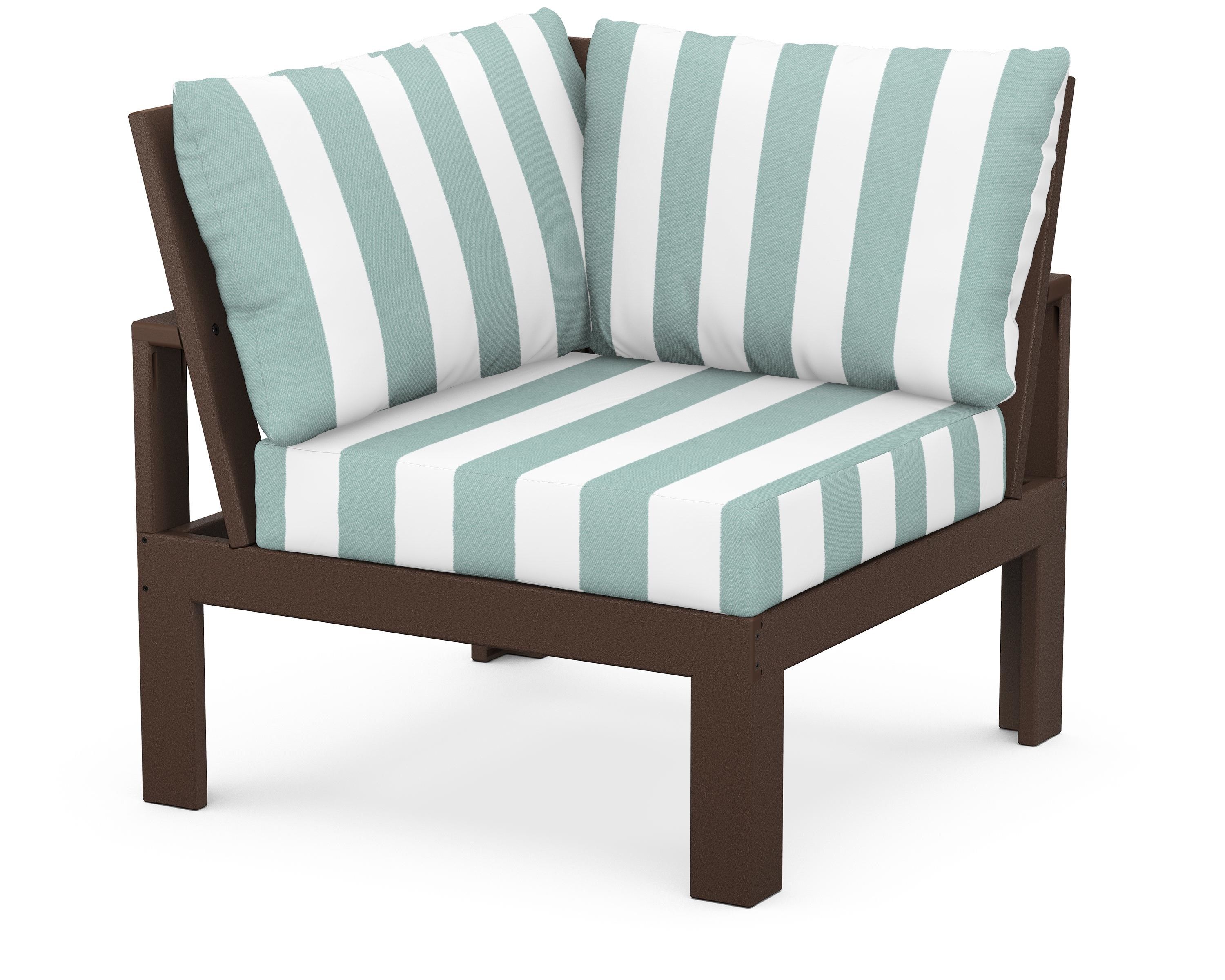 Unbranded Modular Corner Chair in Mahogany / Cabana Stripe Glacier Spa