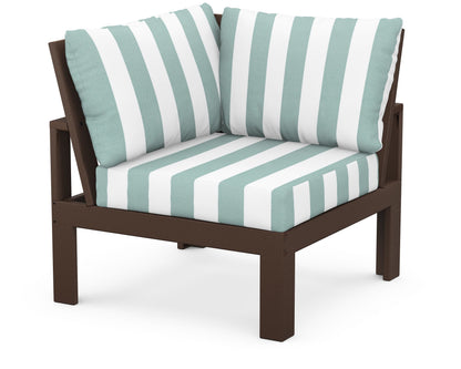 Unbranded Modular Corner Chair in Mahogany / Cabana Stripe Glacier Spa