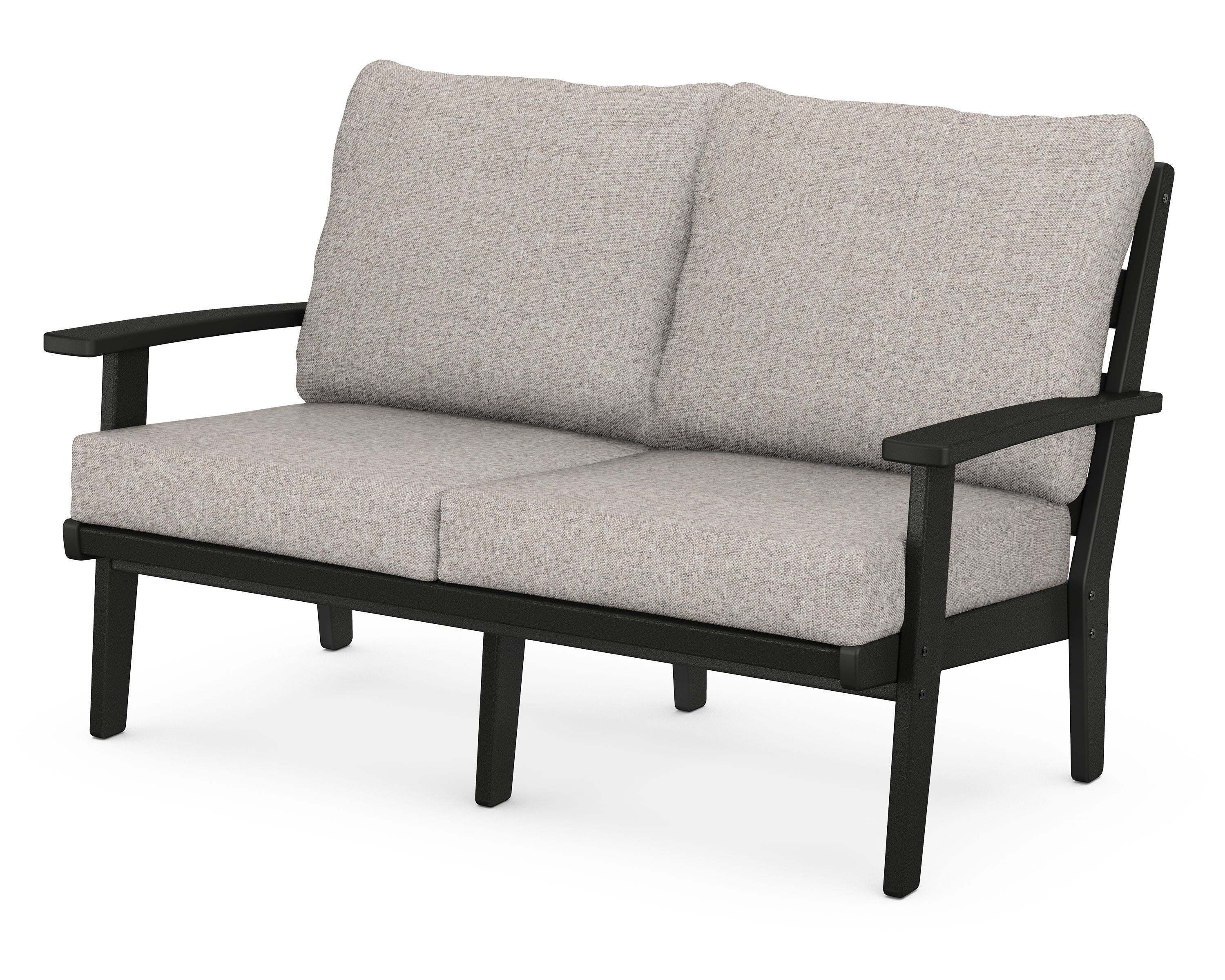 POLYWOOD® Grant Park Deep Seating Loveseat in Black / Weathered Tweed