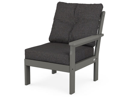 POLYWOOD® Vineyard Modular Right Arm Chair in Slate Grey / Ash Charcoal