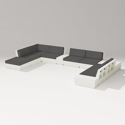 PW Designer Series Elevate 11-Piece Conversation Sectional Set in Vintage White / Spectrum Carbon