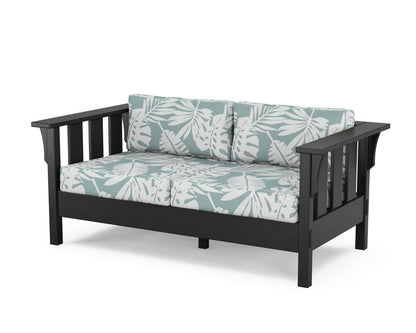 Martha Stewart by POLYWOOD® Acadia Deep Seating Loveseat in Black / Leaf Glacier Spa