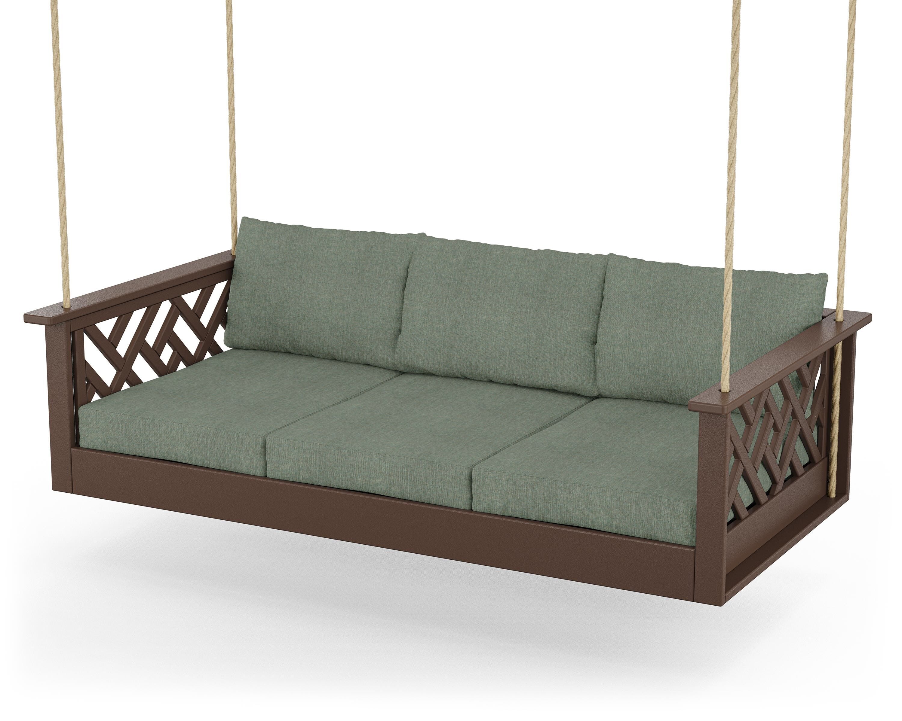 POLYWOOD® Chippendale Daybed Swing in Mahogany / Cast Sage
