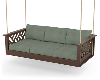 POLYWOOD® Chippendale Daybed Swing in Mahogany / Cast Sage