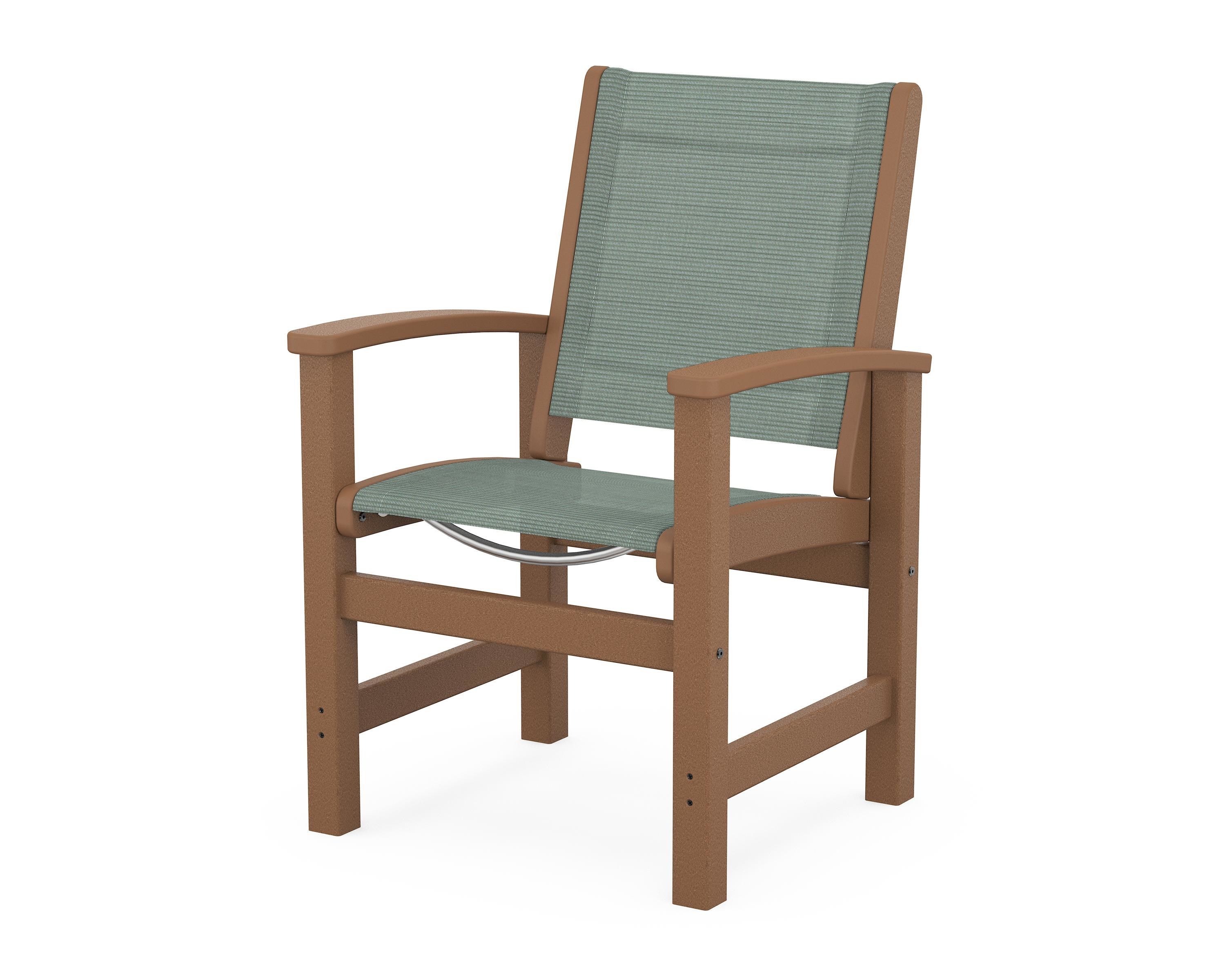 POLYWOOD® Coastal Dining Chair in Teak / Dupioni Sea Mist Sling