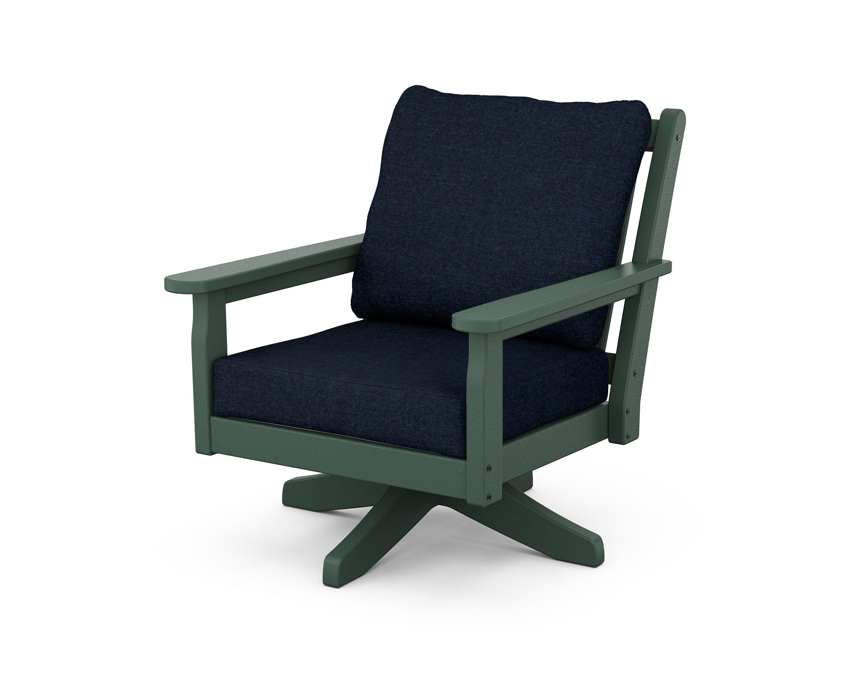 POLYWOOD® Chippendale Deep Seating Swivel Chair in Green / Marine Indigo
