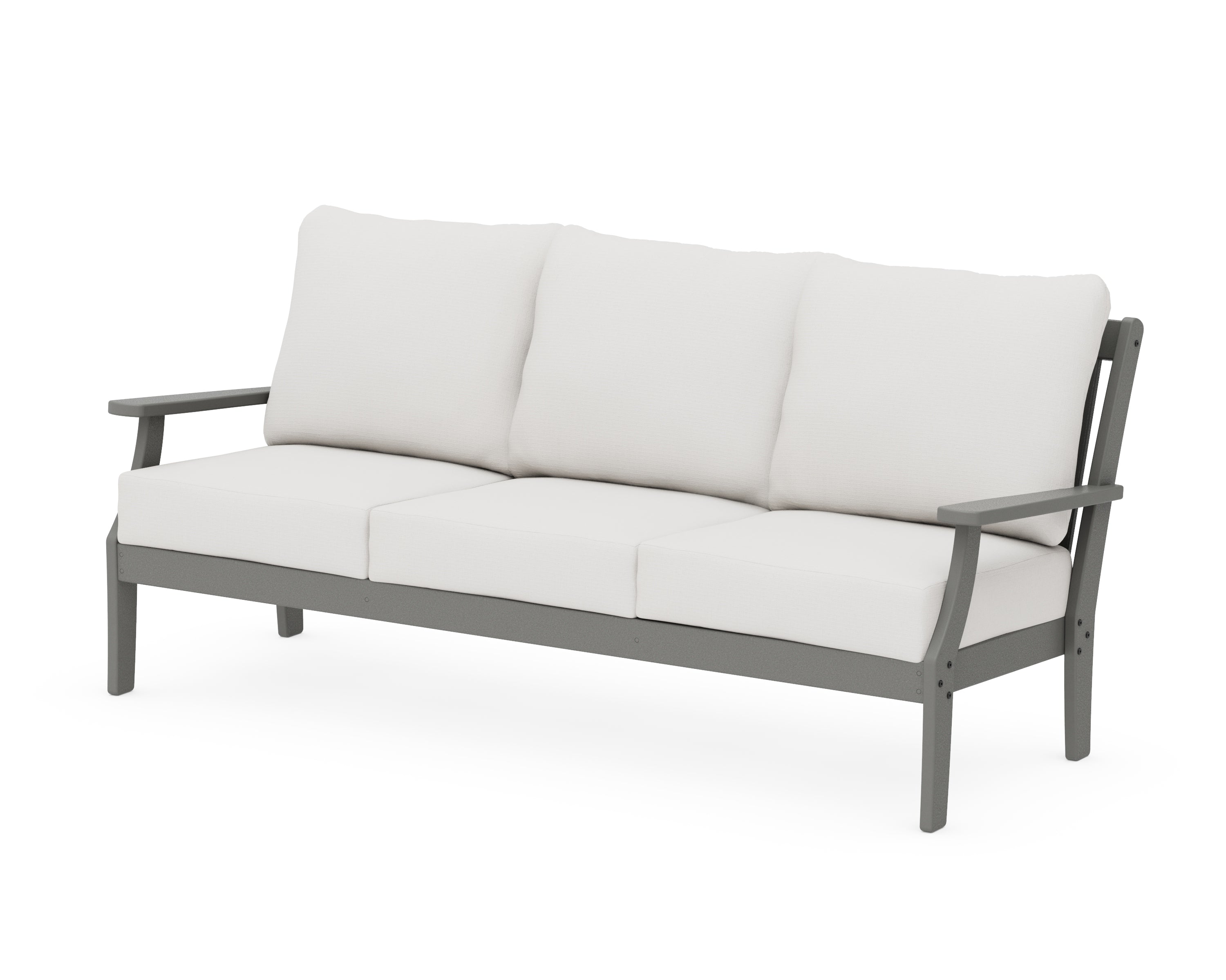 POLYWOOD® Braxton Deep Seating Sofa in Slate Grey / Natural Linen