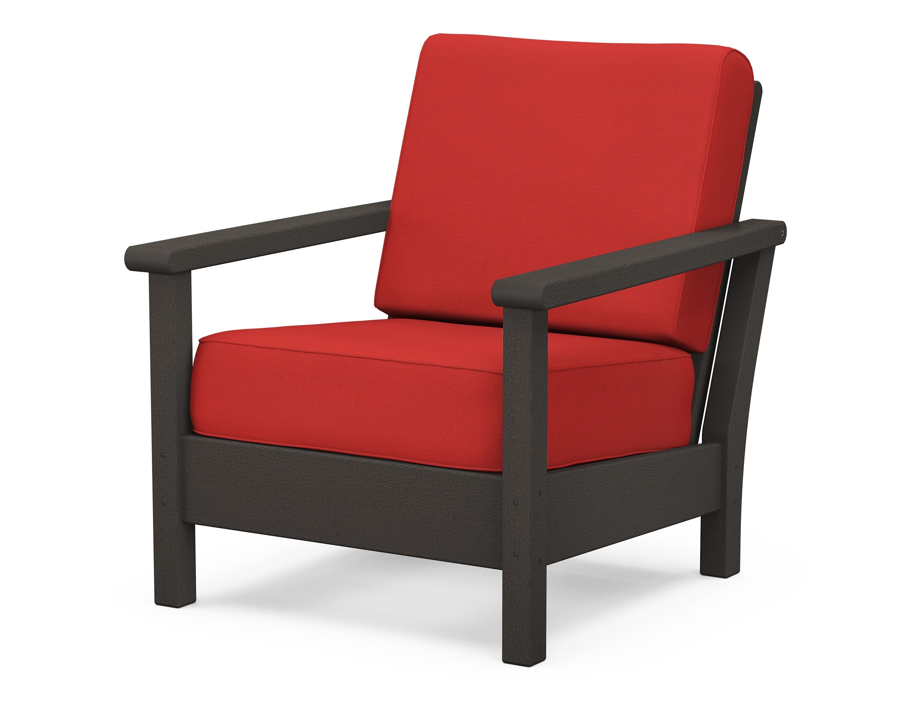 POLYWOOD® Harbour Deep Seating Chair in Vintage Coffee / Crimson Linen
