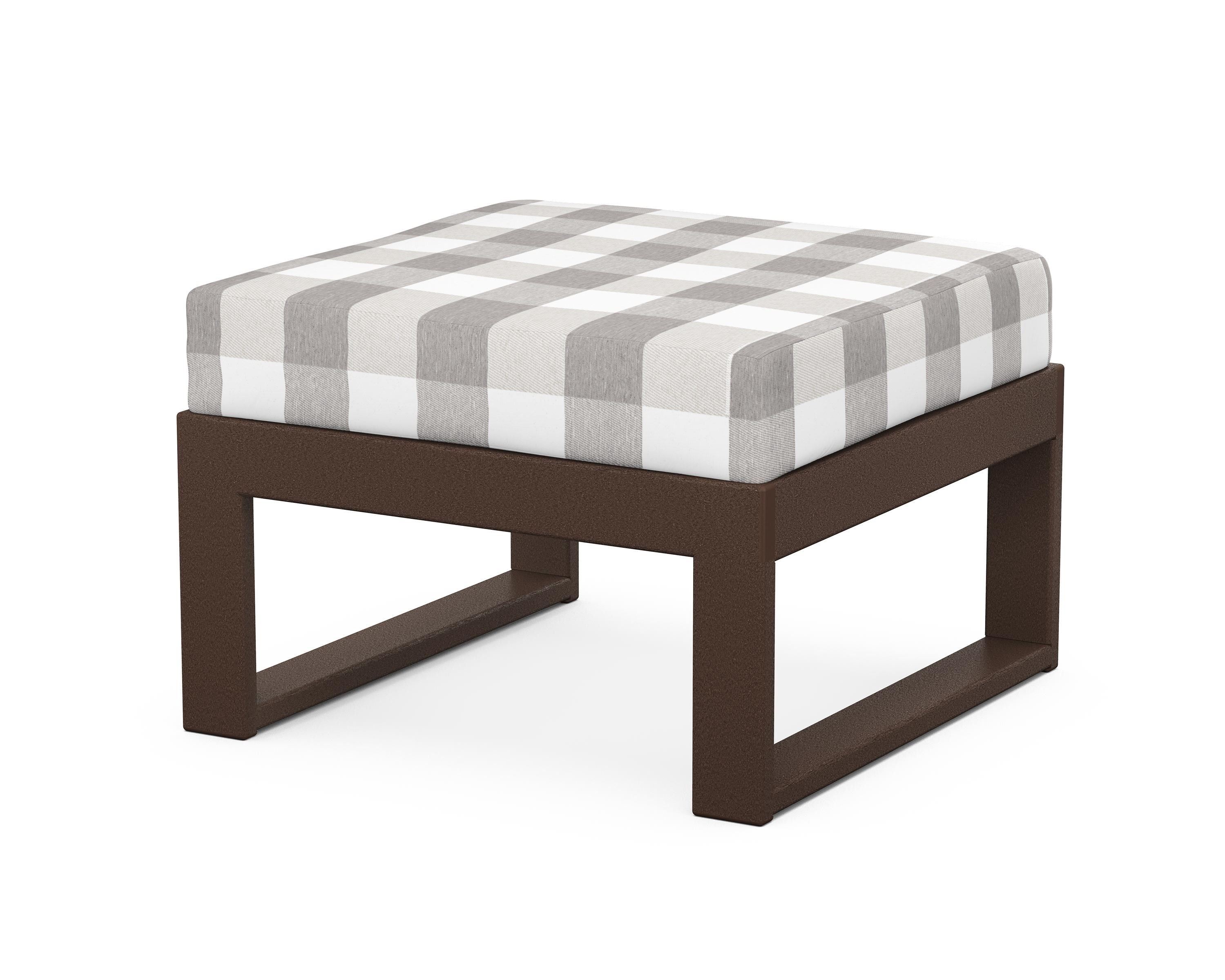 Unbranded Modular Ottoman - Modern in Mahogany / Buffalo Plaid Grey Mist