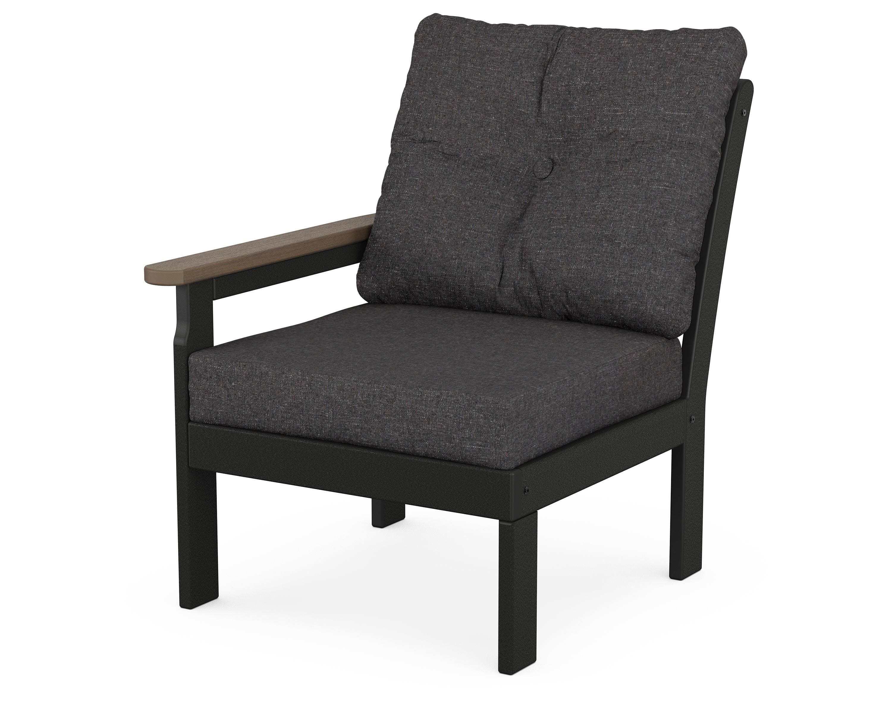 POLYWOOD® Vineyard Modular Left Arm Chair in Black / Kona / Ash Charcoal