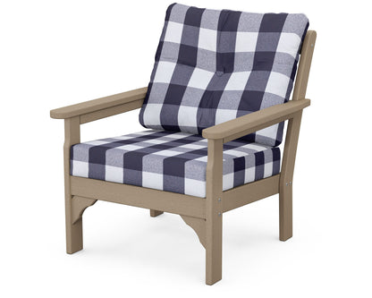 POLYWOOD® Vineyard Deep Seating Chair in Vintage Sahara / Buffalo Plaid Navy
