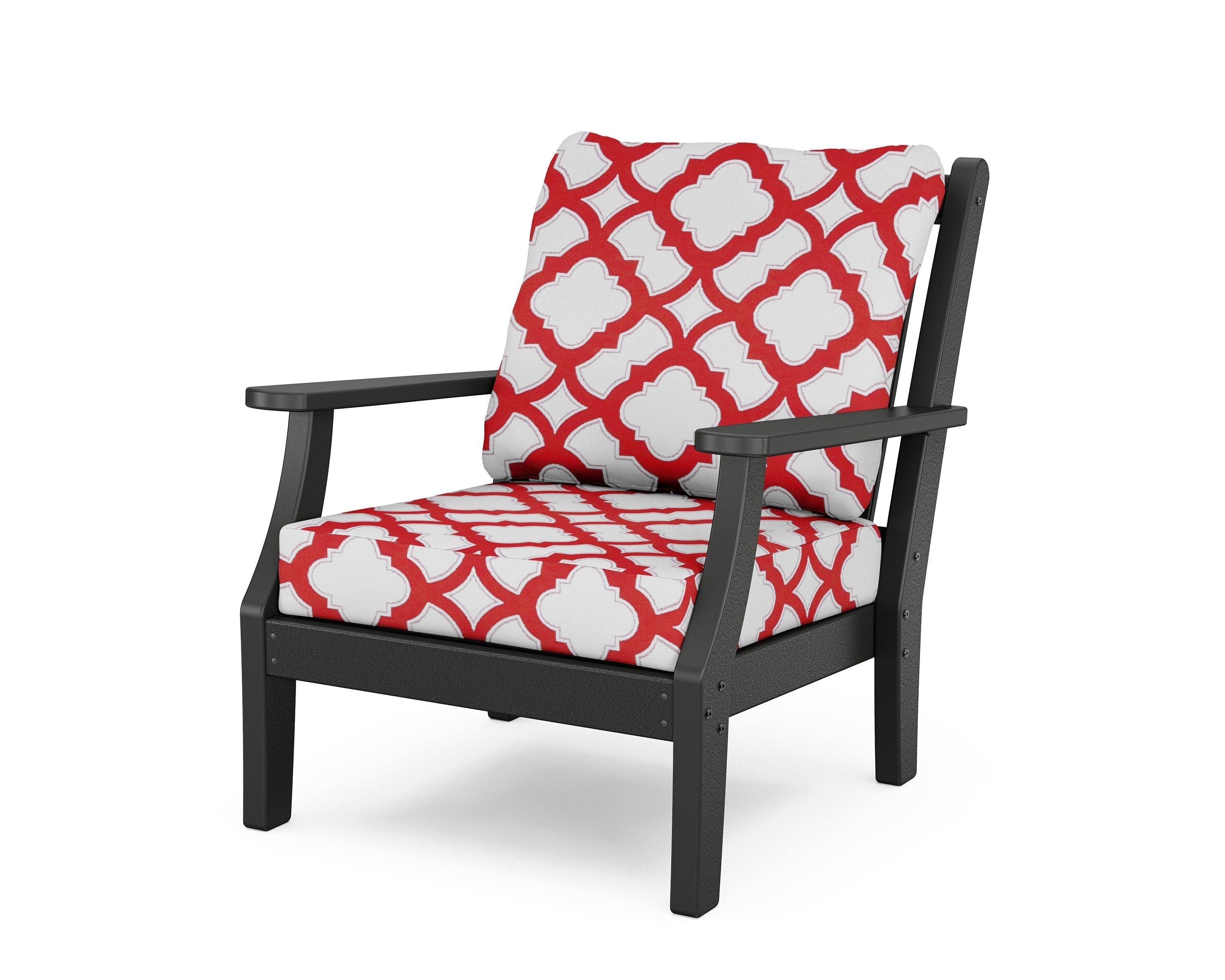 Country Living Wovendale Deep Seating Chair in Black / Trellis Crimson