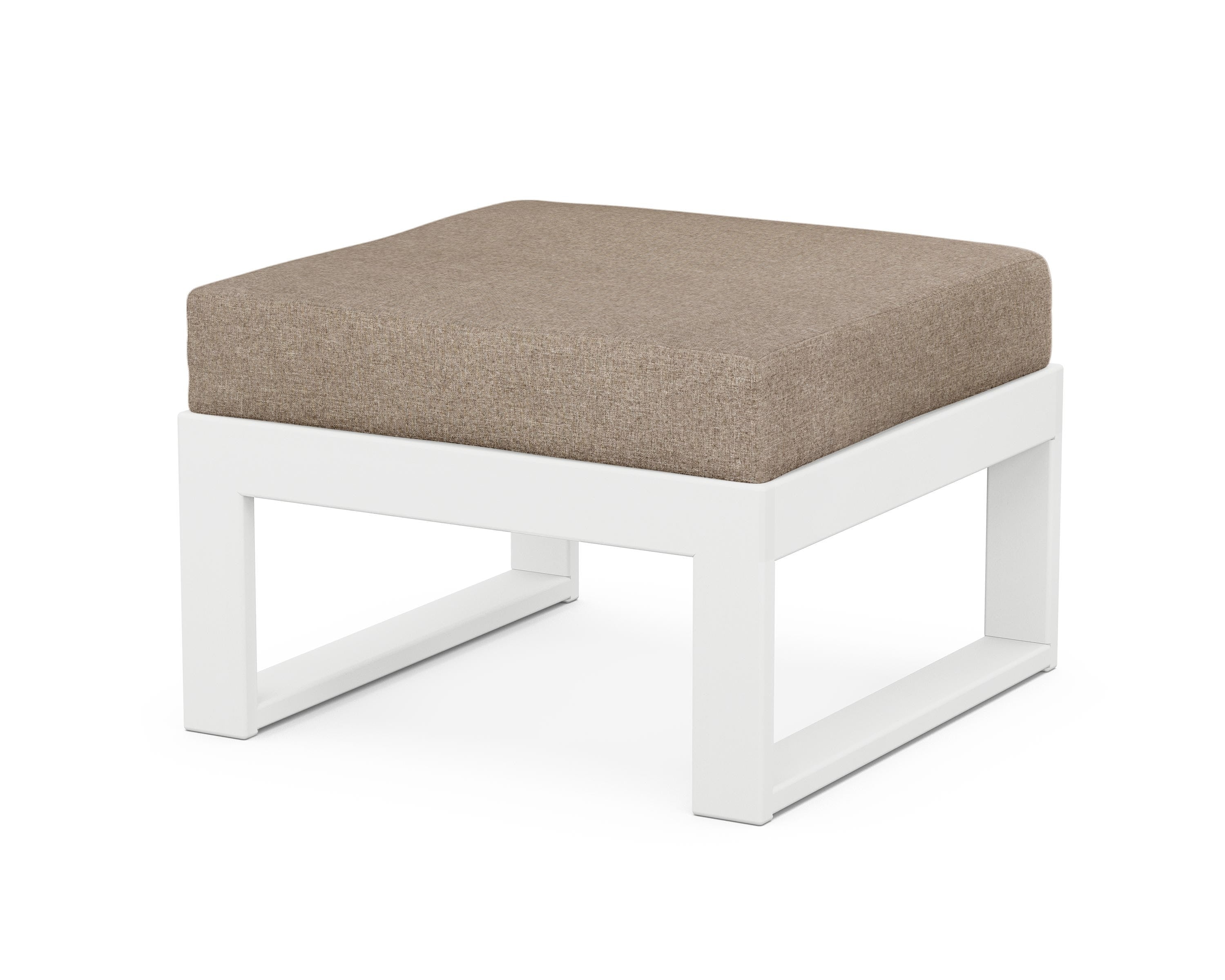 Unbranded Modular Ottoman - Modern in White / Spiced Burlap