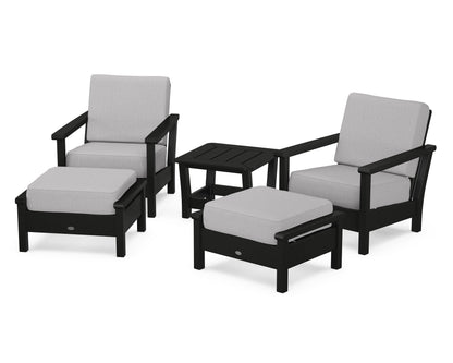 POLYWOOD® Harbour 5-Piece Deep Seating Chair Set in Black / Granite