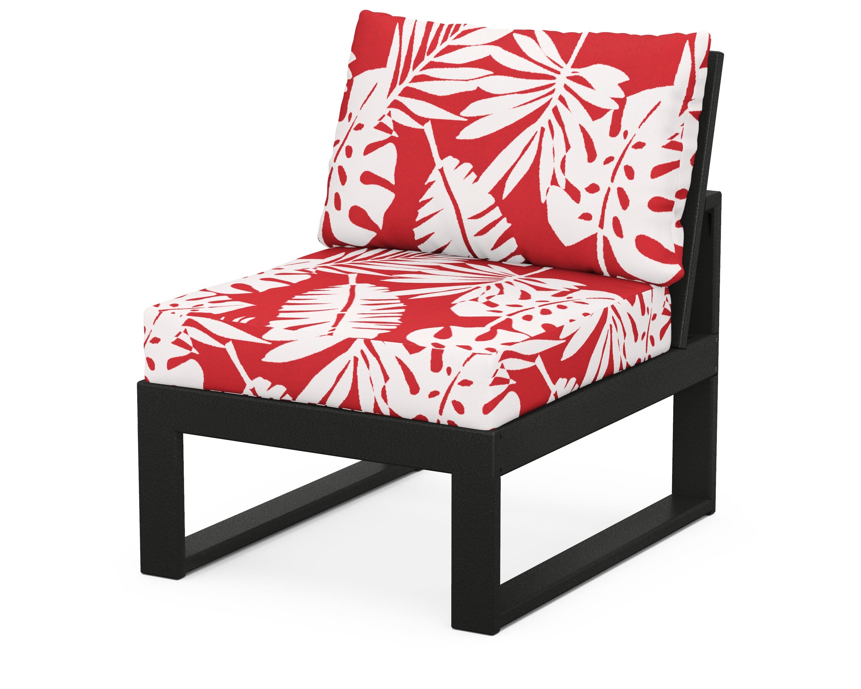 Unbranded Modular Armless Chair in Black / Leaf Crimson