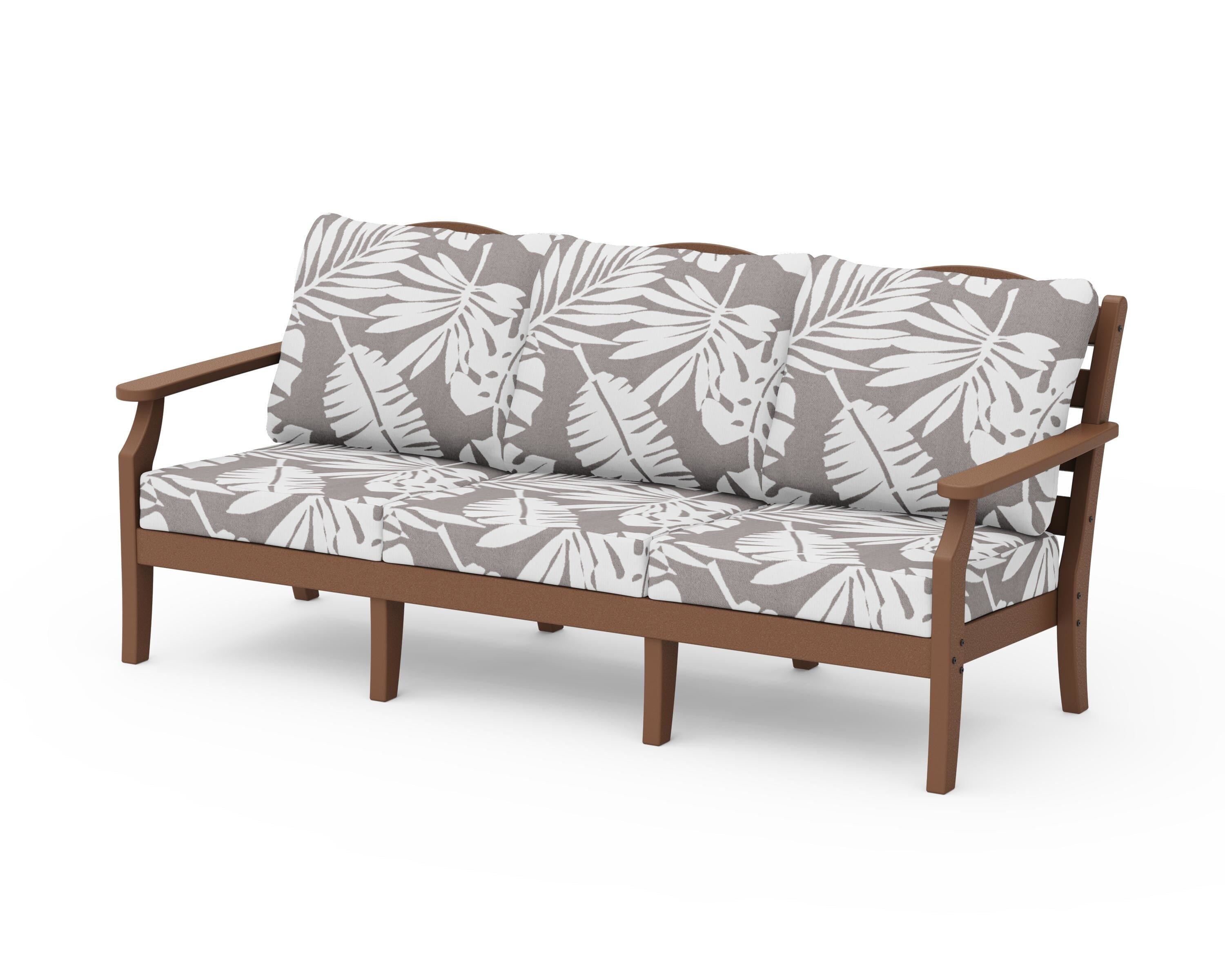 Draper James™ by  POLYWOOD® Savannah Deep Seating Sofa in Teak / Leaf Grey Mist