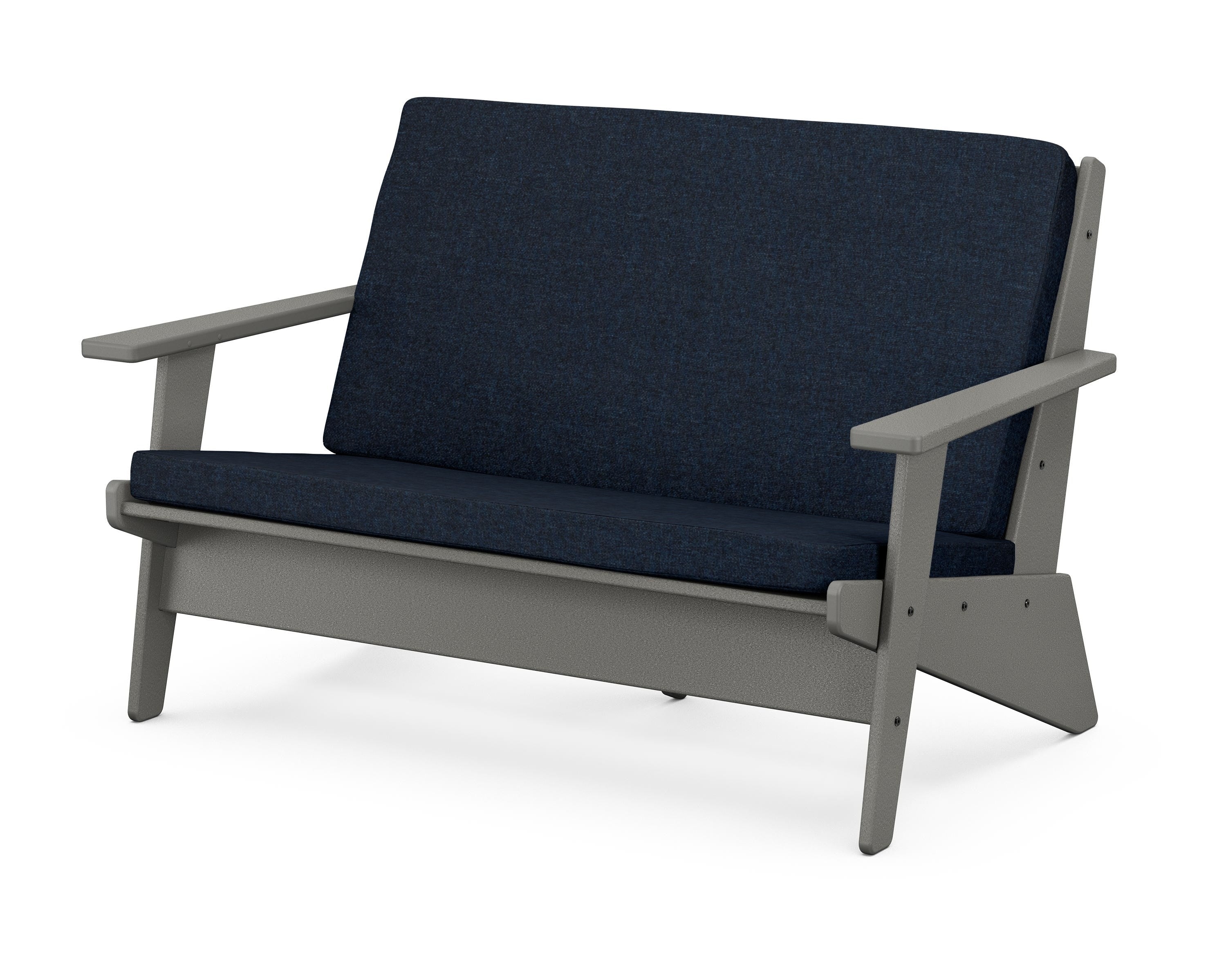 POLYWOOD® Riviera Modern Lounge Loveseat in Slate Grey / Marine Indigo