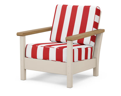 POLYWOOD® Harbour Deep Seating Chair in Sand / Natural / Cabana Stripe Crimson