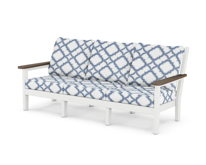 POLYWOOD® Chippendale Deep Seating Sofa in White / Kona / Trellis Sky Blue