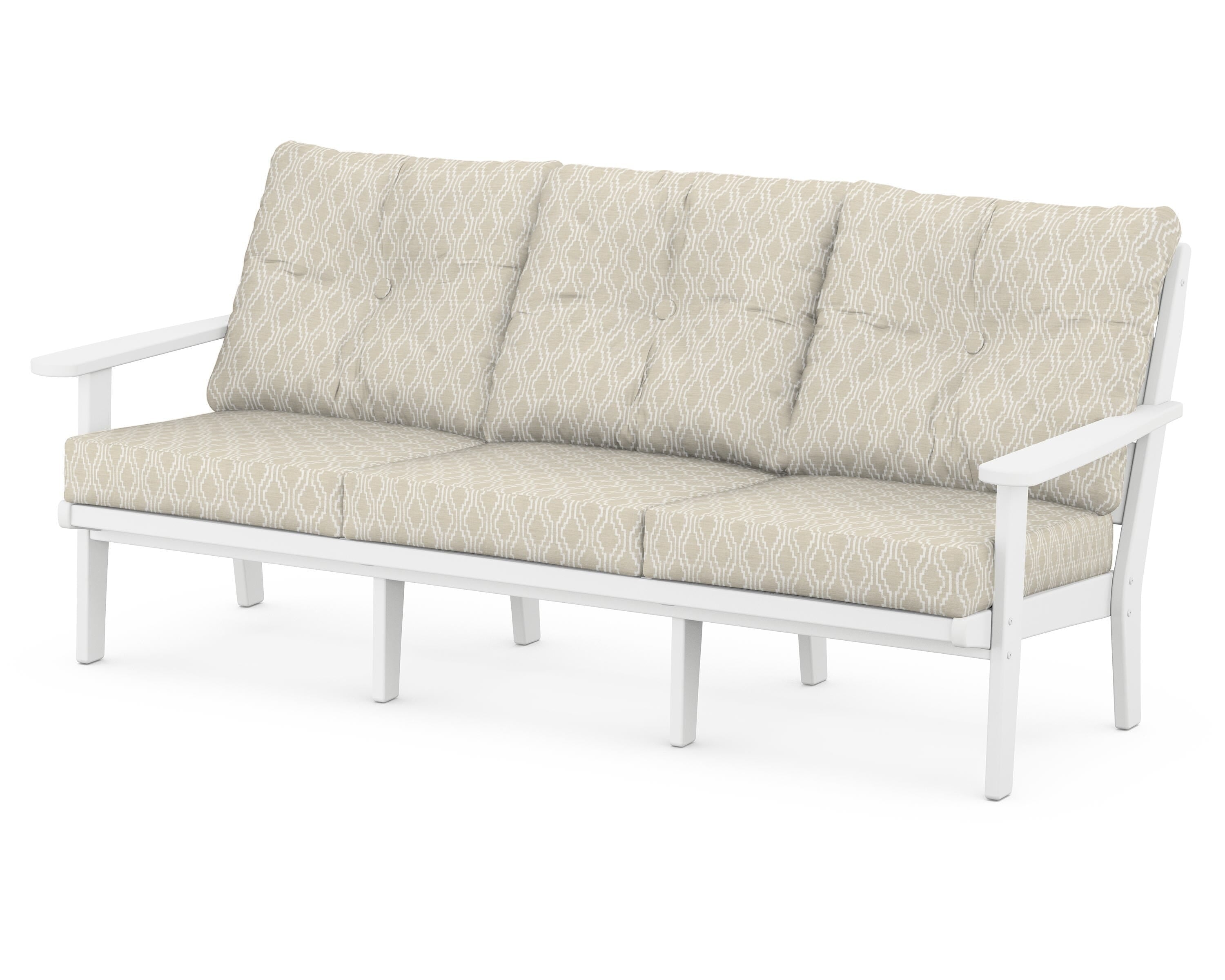 POLYWOOD® Lakeside Deep Seating Sofa in White / Solve Linen