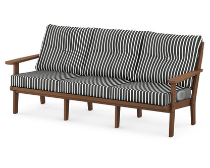 POLYWOOD® Lakeside Deep Seating Sofa in Teak / Shore Classic