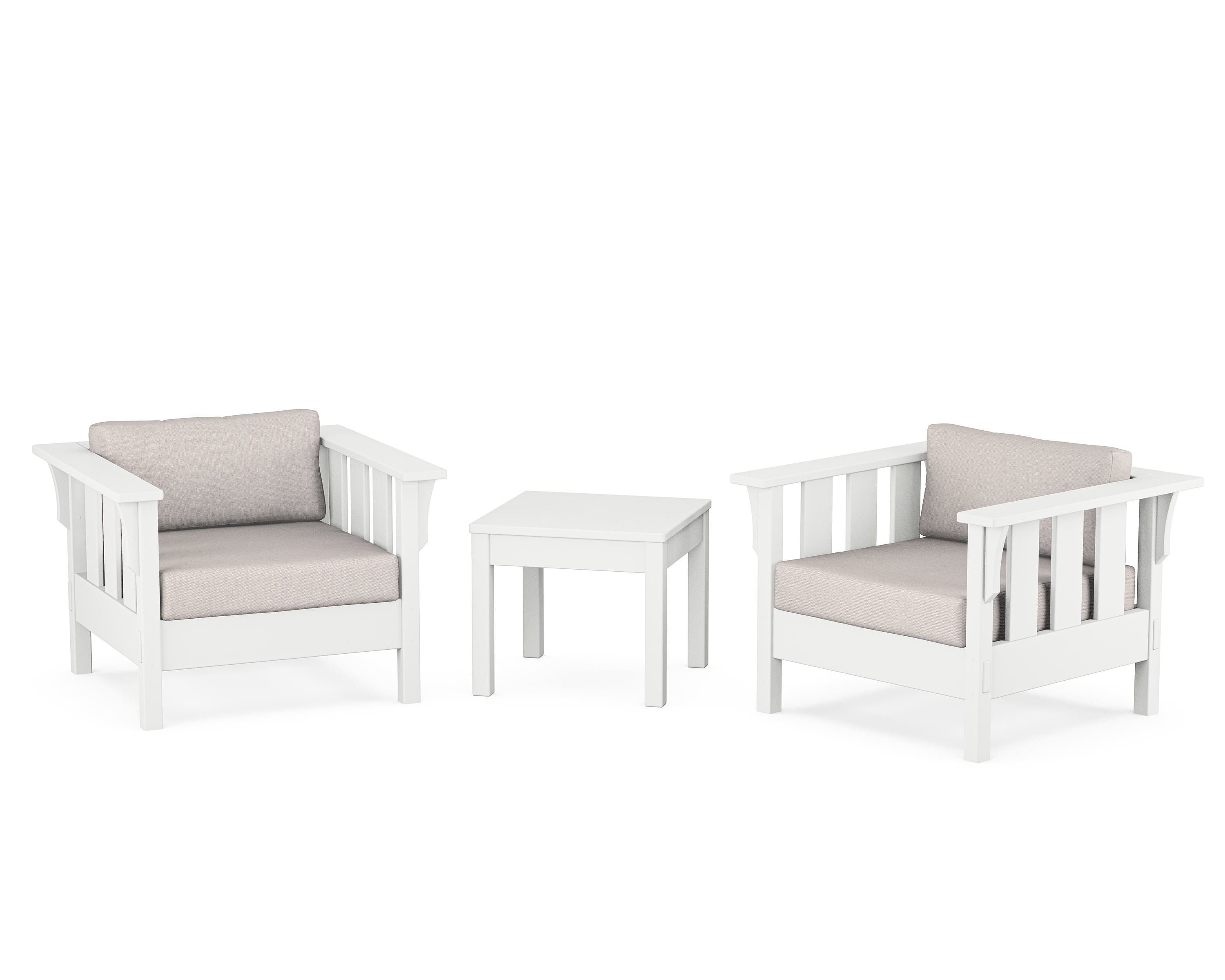 Martha Stewart by POLYWOOD® Acadia 3-Piece Deep Seating Set in White / Dune Burlap