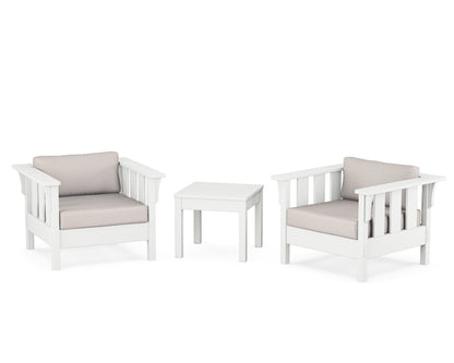 Martha Stewart by POLYWOOD® Acadia 3-Piece Deep Seating Set in White / Dune Burlap