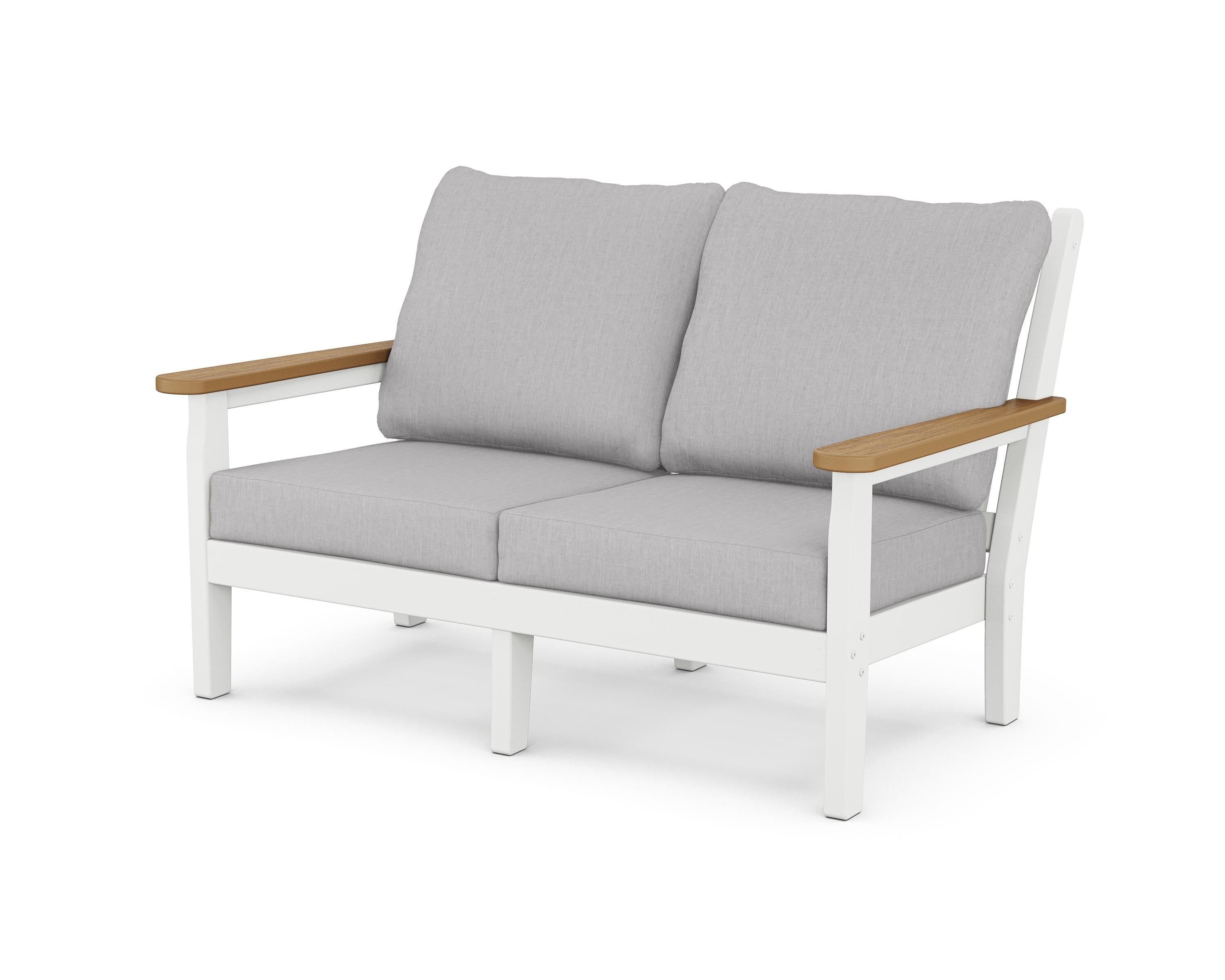 POLYWOOD® Chippendale Deep Seating Loveseat in White / Natural / Granite