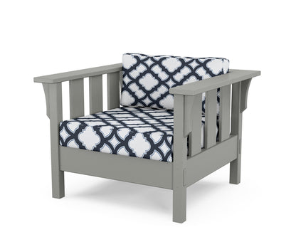 Martha Stewart by POLYWOOD® Acadia Deep Seating Chair in Slate Grey / Trellis Marine Indigo