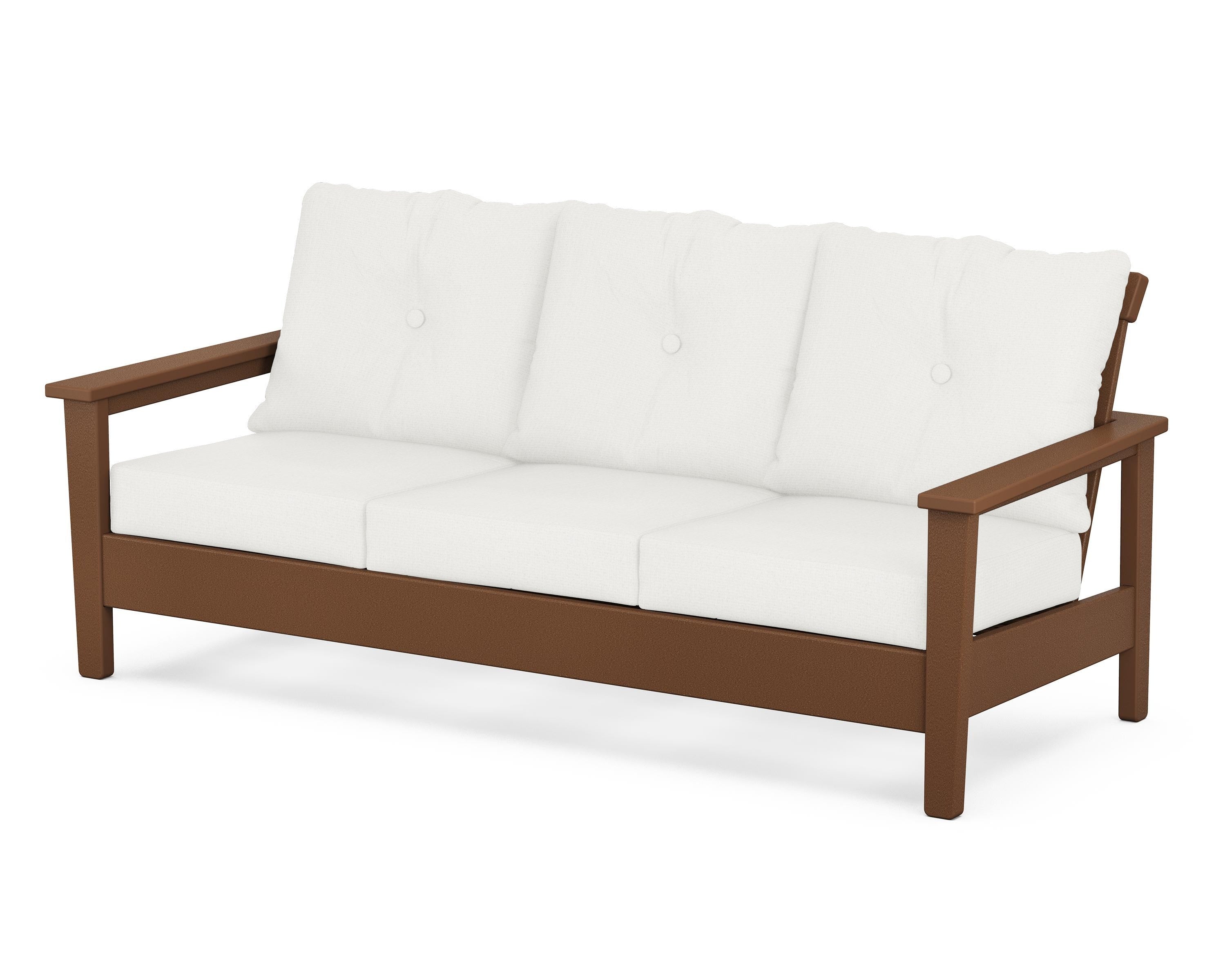 POLYWOOD® Prescott Deep Seating Sofa in Teak / Natural Linen
