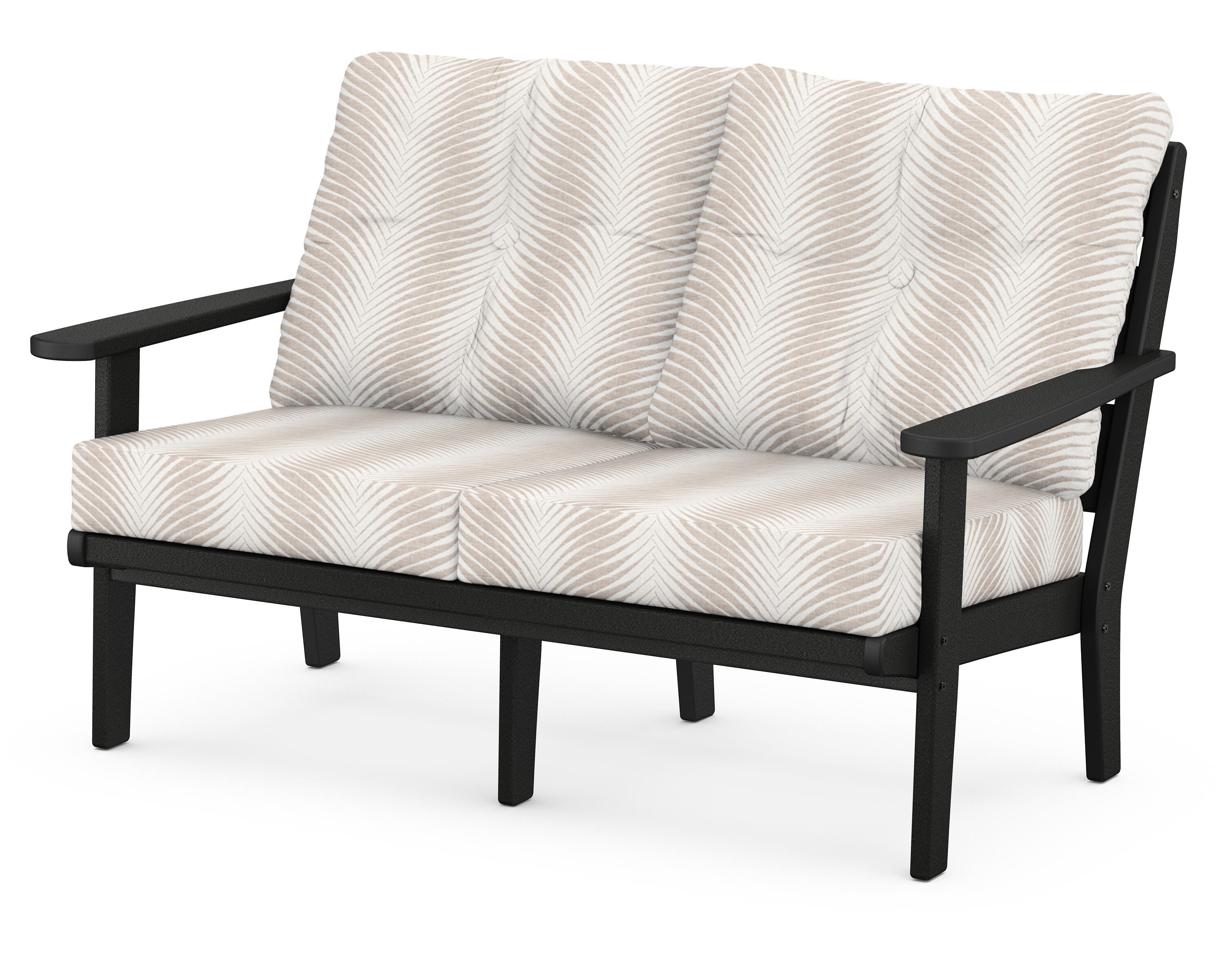 POLYWOOD® Lakeside Deep Seating Loveseat in Black / Clock Out Cloud