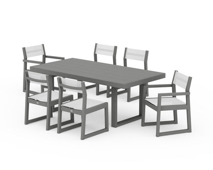 POLYWOOD® EDGE Sling 7-Piece Dining Set in Slate Grey / White Sling
