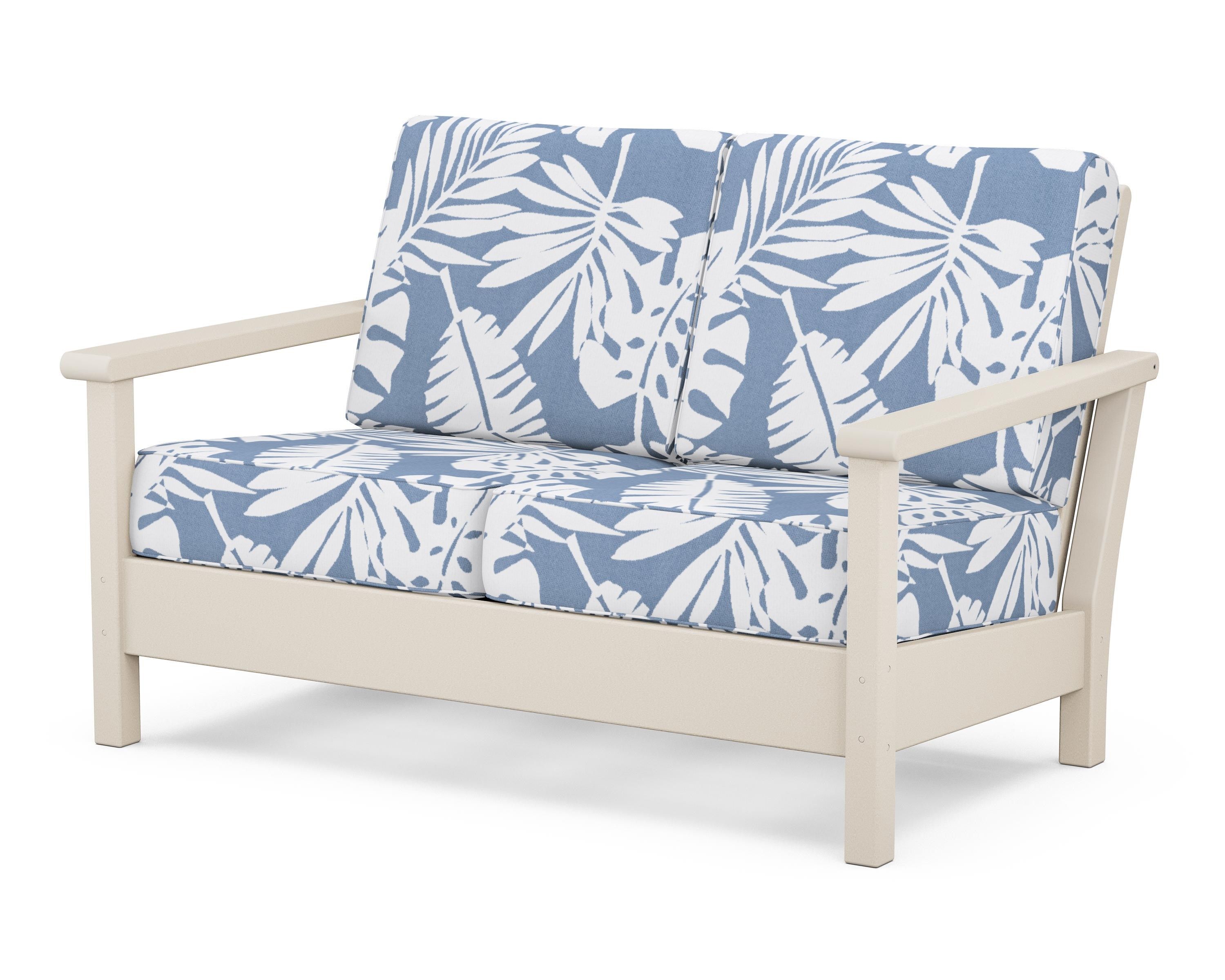 POLYWOOD® Harbour Deep Seating Loveseat in Sand / Leaf Sky Blue