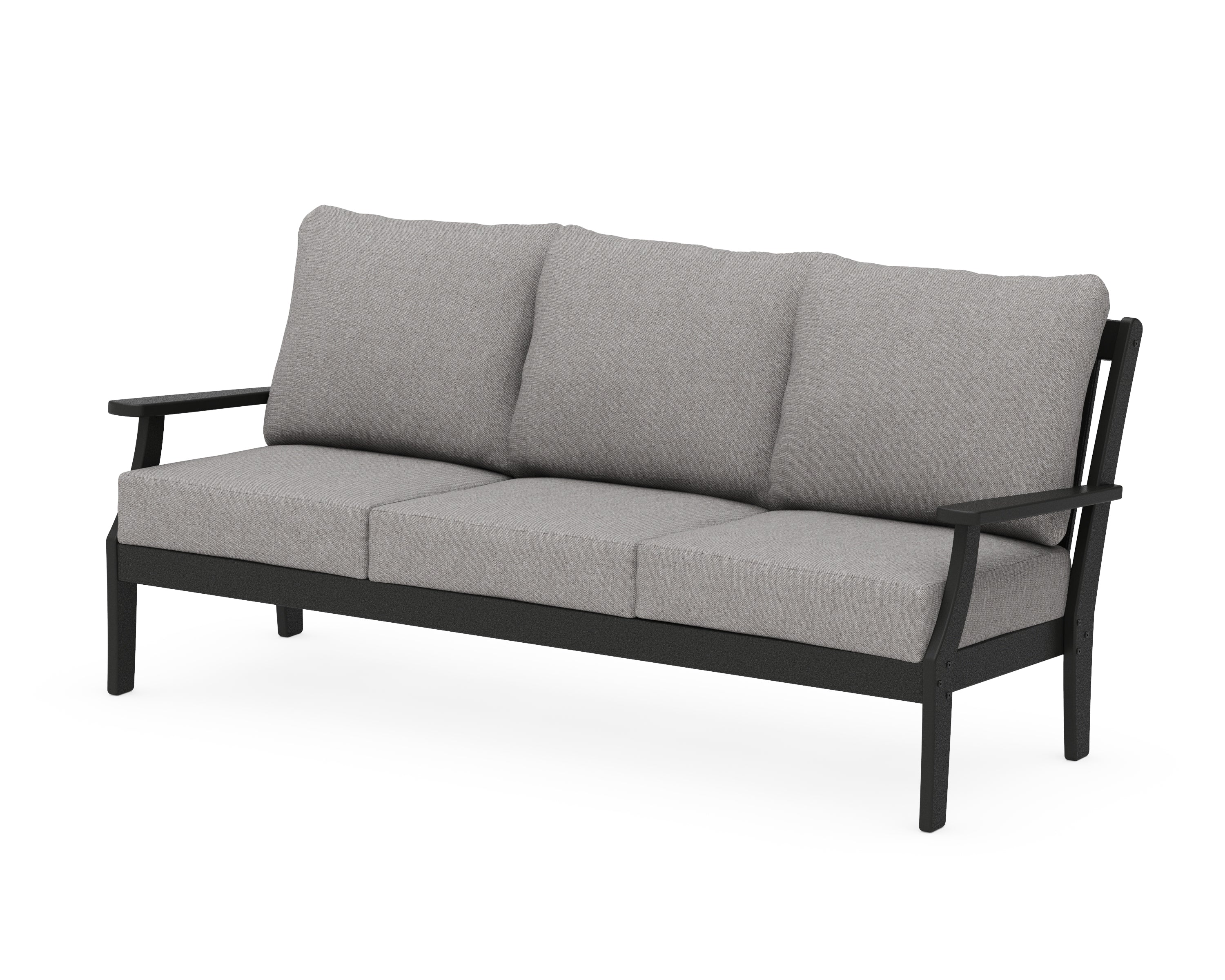 POLYWOOD® Braxton Deep Seating Sofa in Black / Grey Mist
