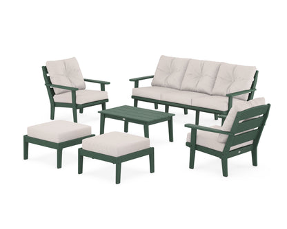 POLYWOOD® Lakeside 6-Piece Lounge Sofa Set in Green / Dune Burlap