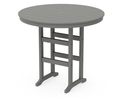POLYWOOD® 48" Round Farmhouse Bar Table in Slate Grey