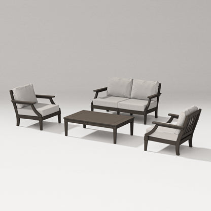 PW Designer Series Estate Lounge 4-Piece Loveseat Set in Vintage Coffee / Cast Ash