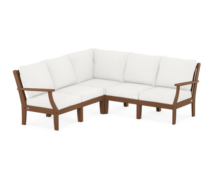 POLYWOOD® Braxton Modular 5-Piece Deep Seating Set in Teak / Natural Linen