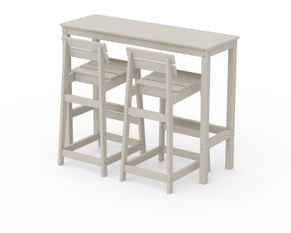 POLYWOOD® Modern Studio Plaza Lowback Bar Chair 3-Piece Balcony Set in Sand