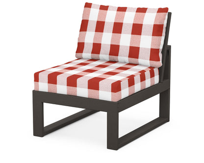 Unbranded Modular Armless Chair in Vintage Coffee / Buffalo Plaid Crimson
