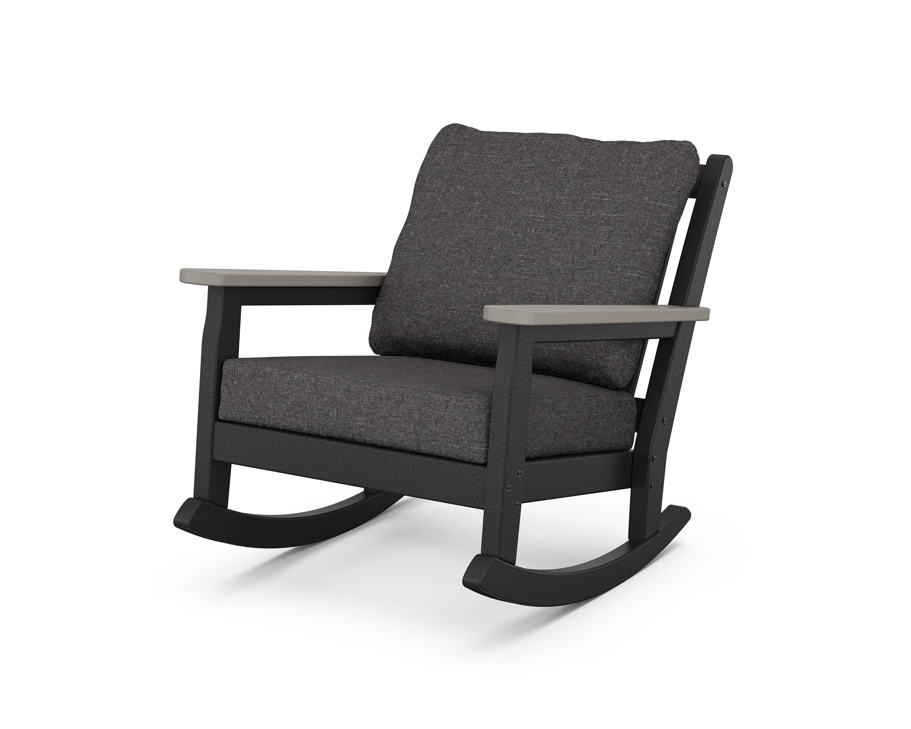 POLYWOOD® Chippendale Deep Seating Rocking Chair in Black / Driftwood / Ash Charcoal