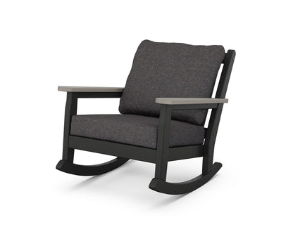 POLYWOOD® Chippendale Deep Seating Rocking Chair in Black / Driftwood / Ash Charcoal