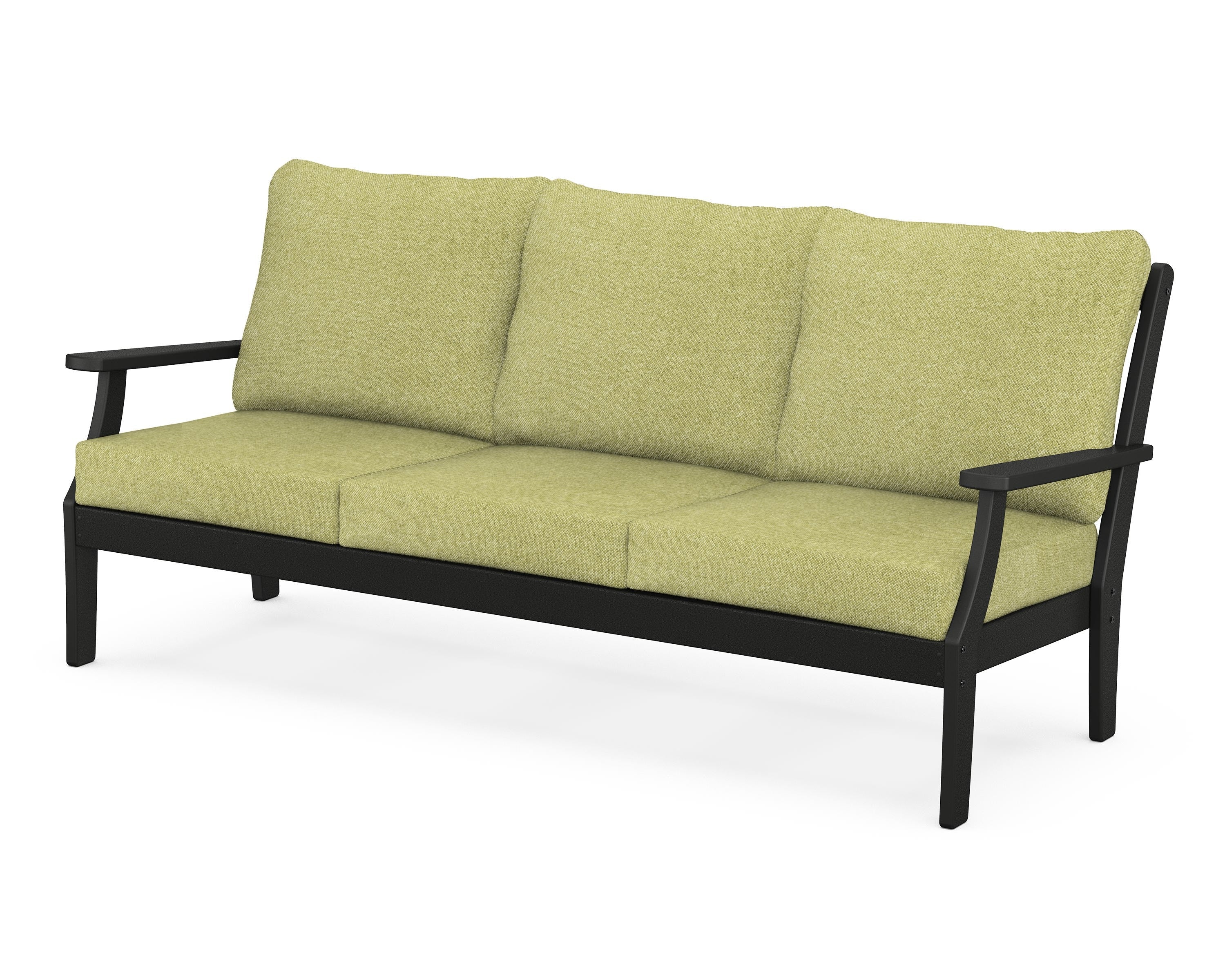 POLYWOOD® Braxton Deep Seating Sofa in Black / Chartreuse Boucle